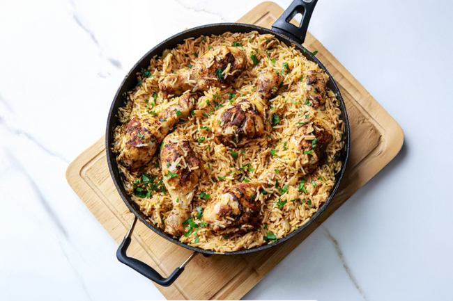 One-Pan Chicken Drumsticks with Rice