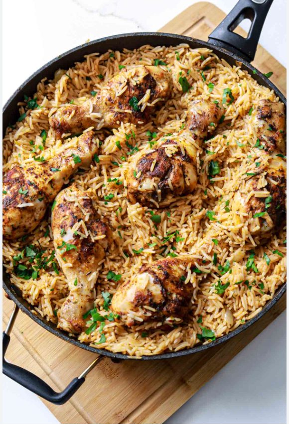 One-Pan Chicken Drumsticks with Rice